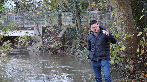 Chris Coghlan in the River Mole