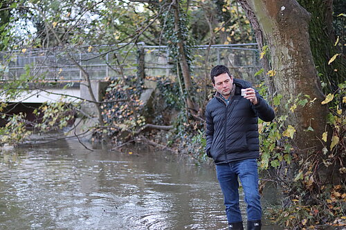Chris in the River Mole