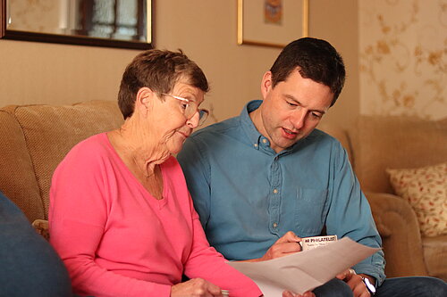 Chris with a resident