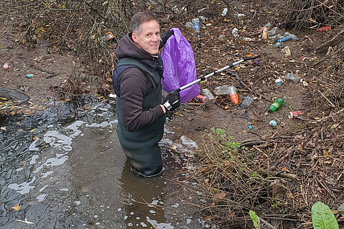 Cllr Steve Wotton in the River