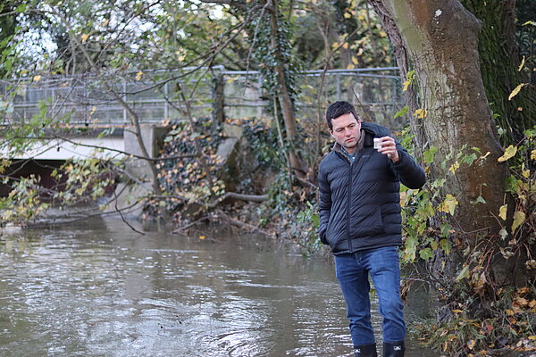 Chris Coghlan in the River Mole