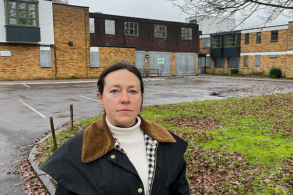 Sam outside Barnfield care home