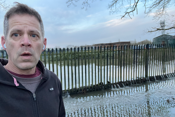 Steve outside overflowing Horley Sewage