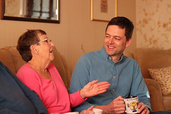 Chris with a resident