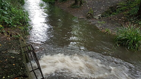 Sewage being discharged into a river.